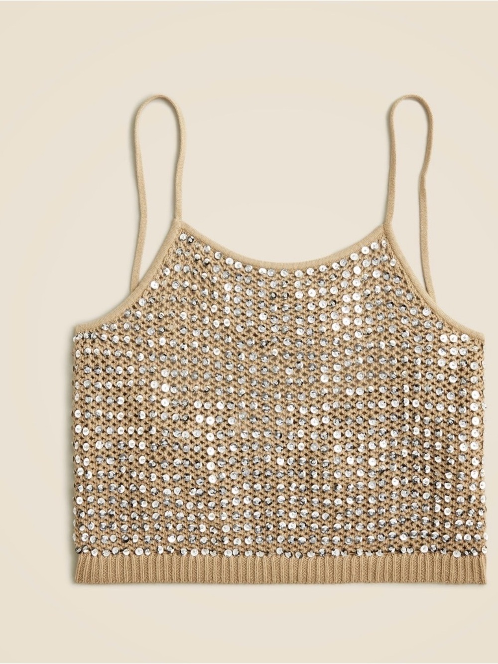 J Crew Collection tie back Pointelle top with sequins